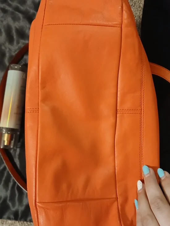 Coach Campbell Eva Flap Satchel Red Orange Leather Crossbody Shoulder Bag Gold - Picture 14 of 16